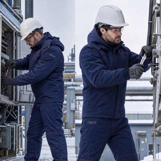Sara Workwear moška modra dolga zimska zaščitna delovna jakna WULKAN Winter Sara Workwear moška modra dolga zimska zaščitna delovna jakna WULKAN Winter