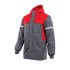 Sara Workwear moška sivo-rdeča dolga zimska zaščitna delovna jakna GROM 5W1 Winter