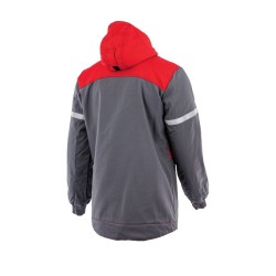Sara Workwear moška sivo-rdeča dolga zimska zaščitna delovna jakna GROM 5W1 Winter